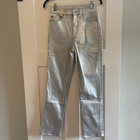 Daze- NWT SZ 27 Metallic Straight-Leg Jean Denim Smarty Pants - Picture 1 of 8